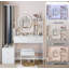 Armoire à miroir pleine grandeur + coiffeuse à miroir rond à DEL + tabouret rembourré, miroir à DEL de 17 po de diamètre, commande tactile, 3 couleurs, luminosité réglable, grand bureau, rangement multicouche à grande capacité-114364856