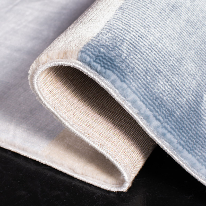 Aslin Striped Blue/Gray Area Rug, Round 6'7"