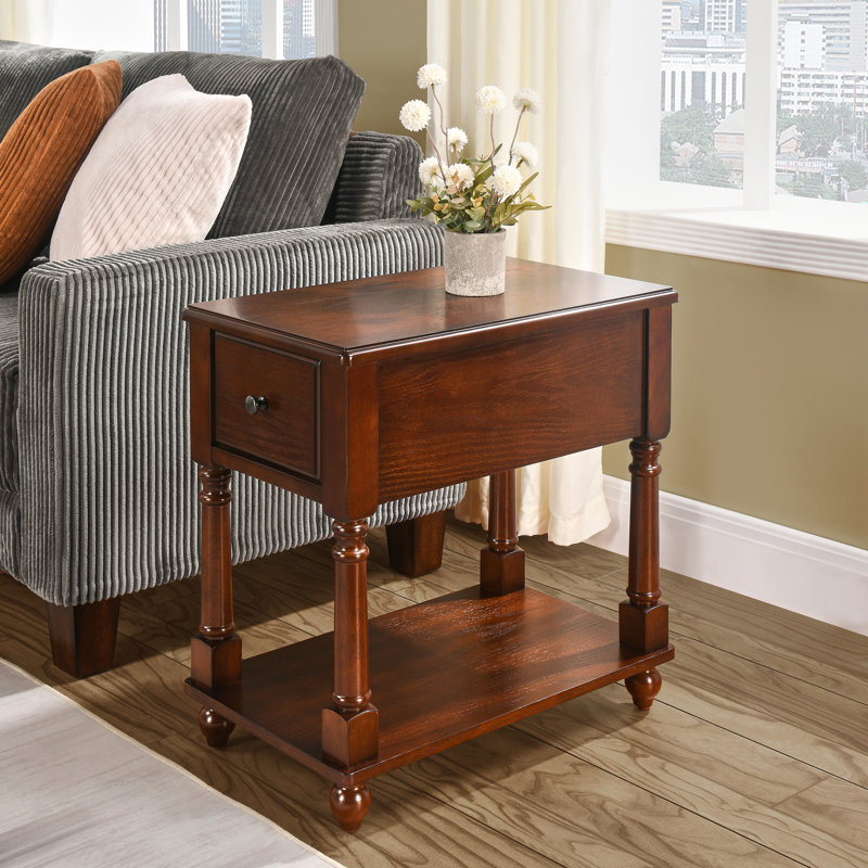 Side Table with Storage, Dark Walnut