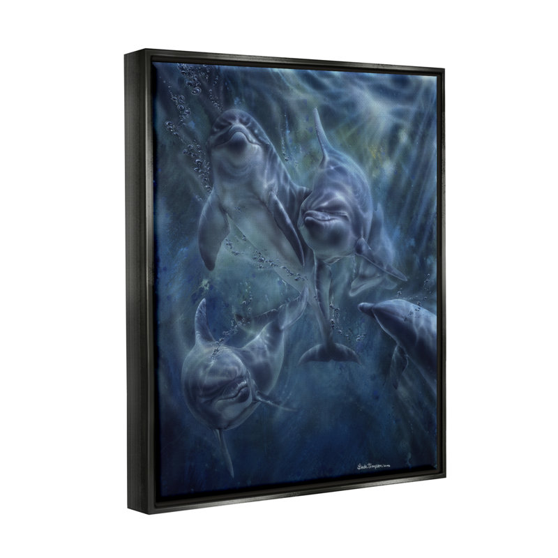 Dovecove Aquatic Dolphins, H 21 po x l 17 po x P 1,7 po, Cadre flottant noir de jais