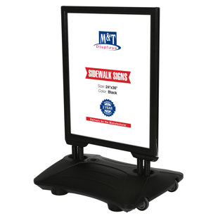 M&T Displays Sign Holder Stand, Silver 18x24 Inch Poster Frame Double Sided  Slide-In Aluminum Easy Loading Floor Standing Pedestal Advertisement Post