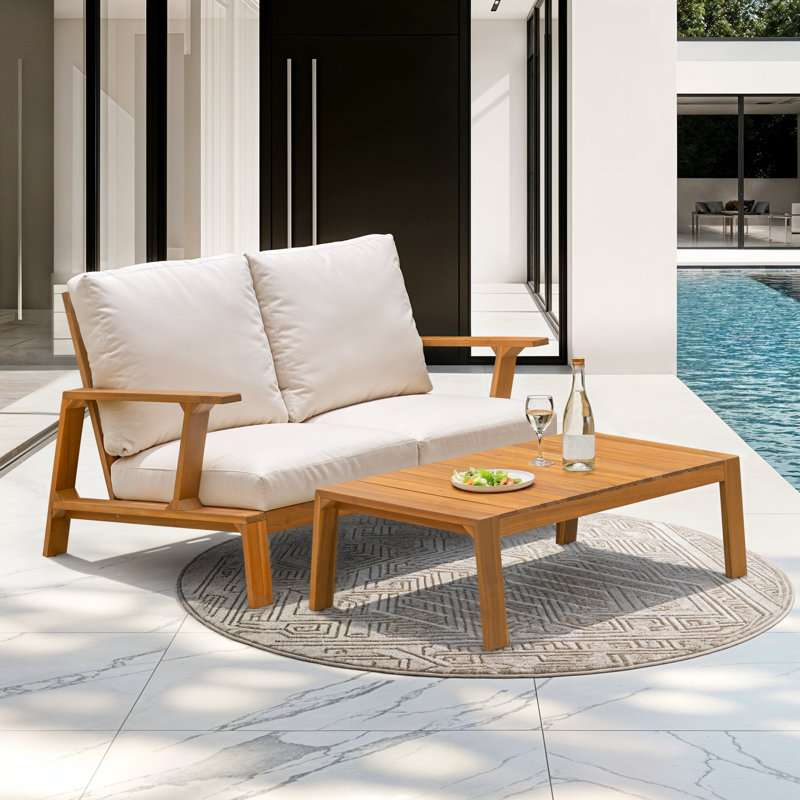 Jasper Loveseat & Table Set – Beige Cushions