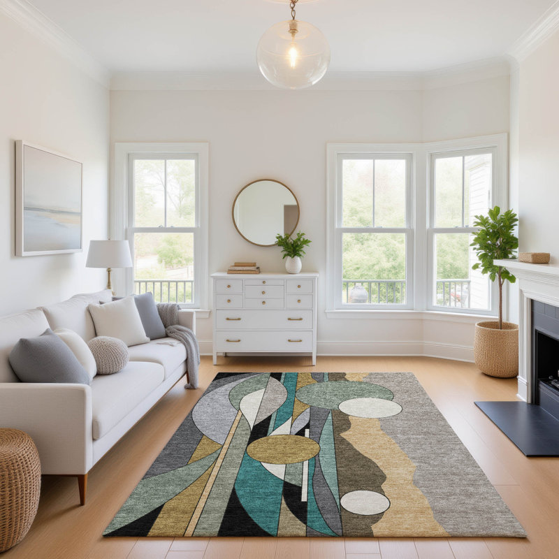 Tapis moderne lavable à la machine de qualité supérieure Mayfield AMF2252, Taupe, 8 pi x 10 pi
