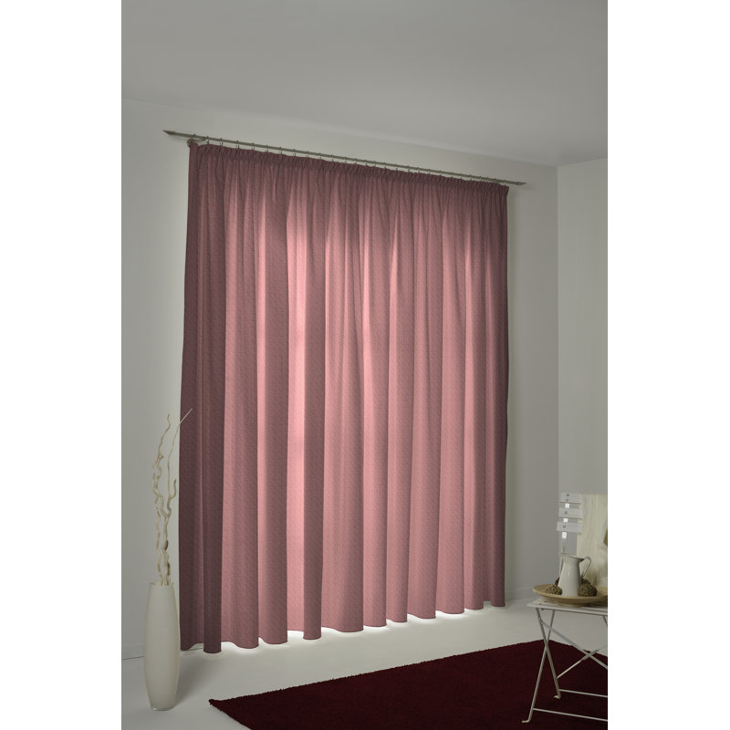 Uni Collection Light 100% Cotton Opaque Pinch Pleat Single Curtain Panel, 142cm wide x 295cm high, Cherry