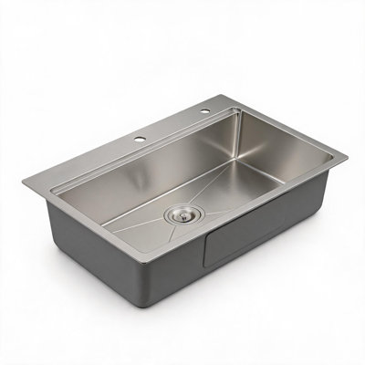33 inch Brushed Nickel Stainless Steel Drop In Kitchen Sink with Workstation Ledges and Accessories