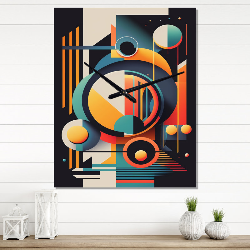 Minimal Bauhaus Dimensions IV - Horloges murales géométriques modernes, Très grand