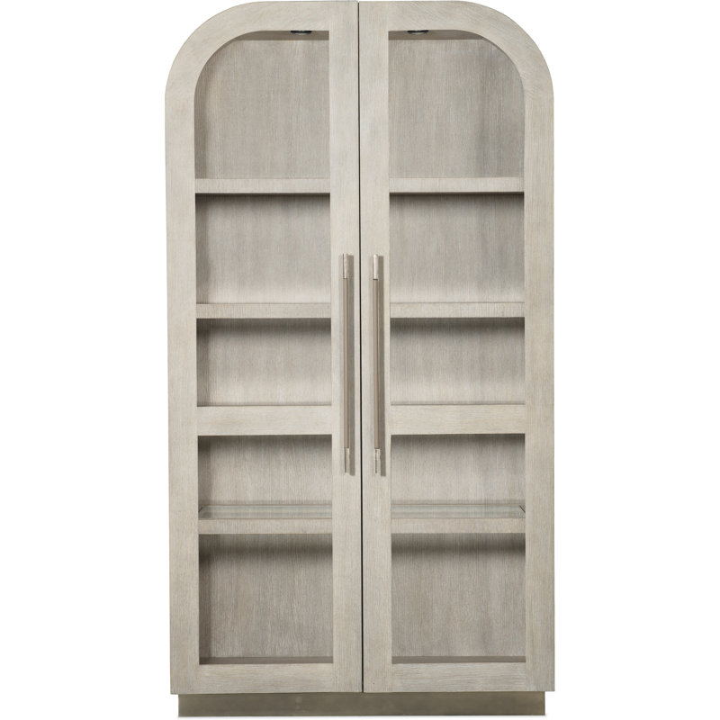 Diamond Finish Oak Veneer Lighted Display Cabinet