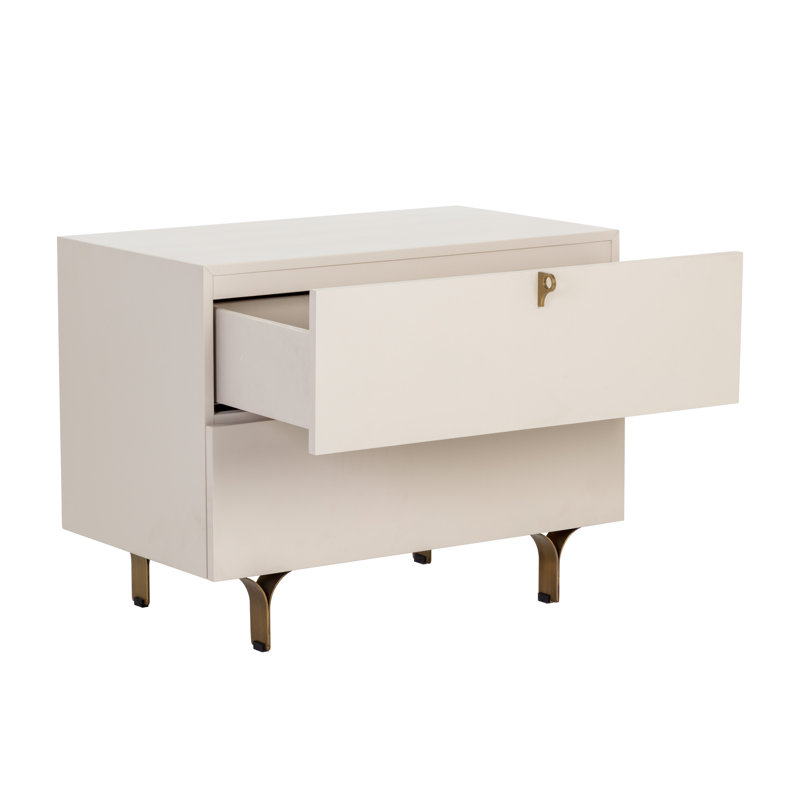 Mithush 2 Drawer Metal Nightstand in - Cream, Cream