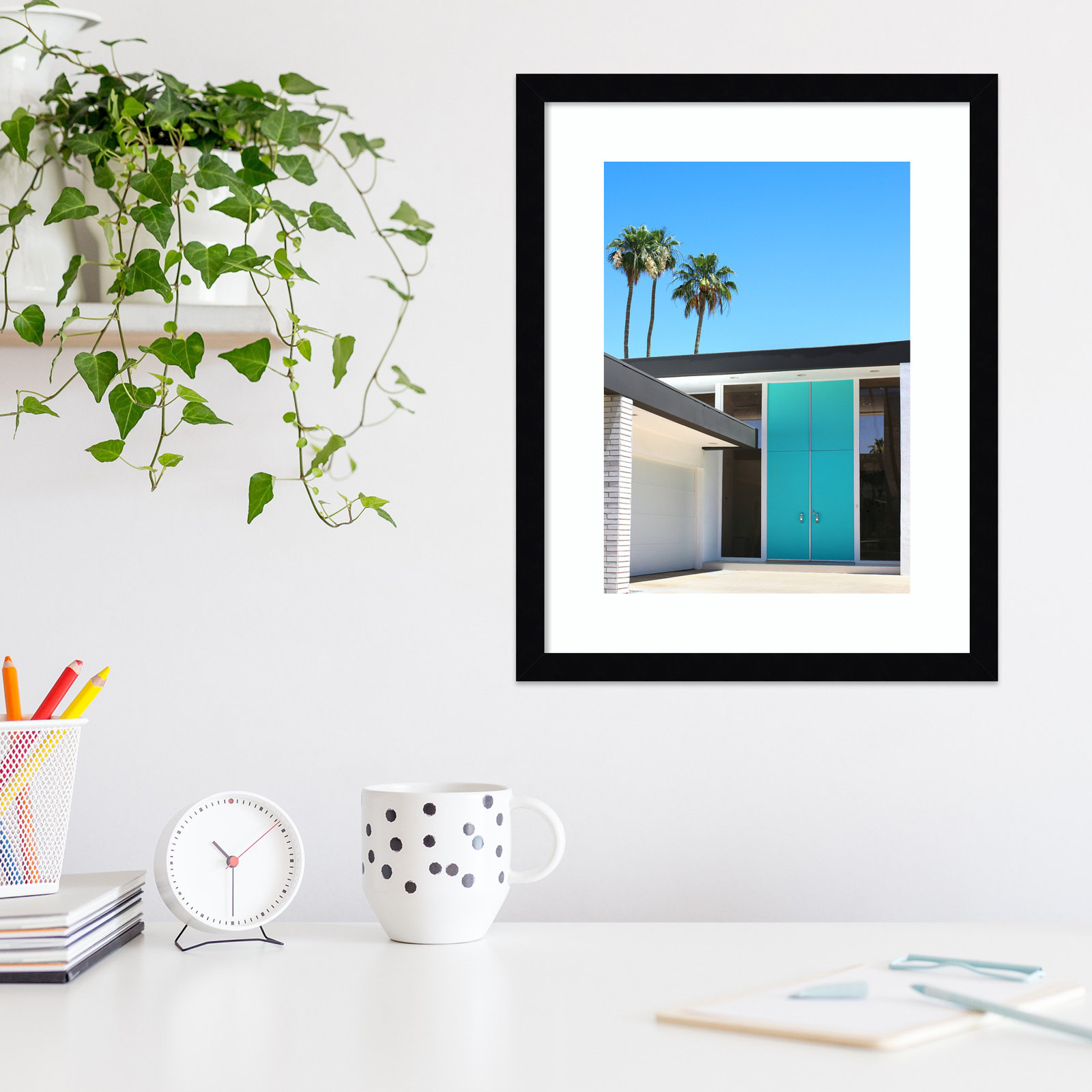 Palm Springs King by Rachel Dowd, 26.38" H x 19.38" W x 0.875" D, Noir Black Framed
