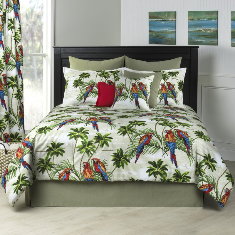 Box Stitch Floral Comforter, King Comforter + 2 King Shams