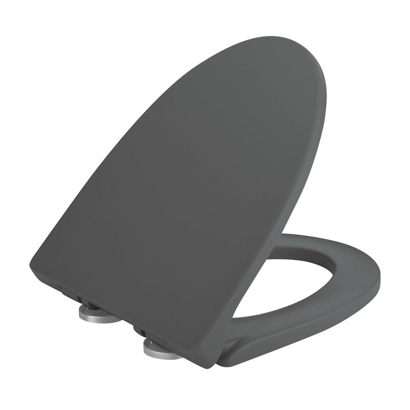 Reno Elongated Toilet Seat, Soft-Close & Quick-Release, Charcoal Gray