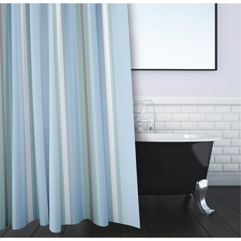 Alissiya Floral Shower Curtain, Light Blue