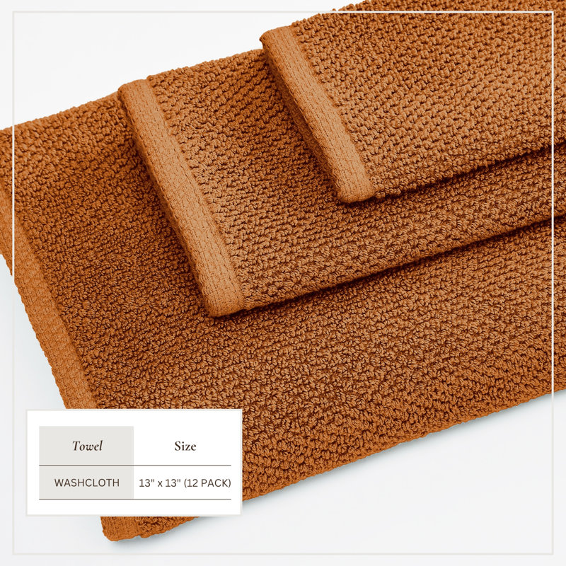 Drap de bain 100% coton texturé, Copper, Gant de toilette - paquet de 12