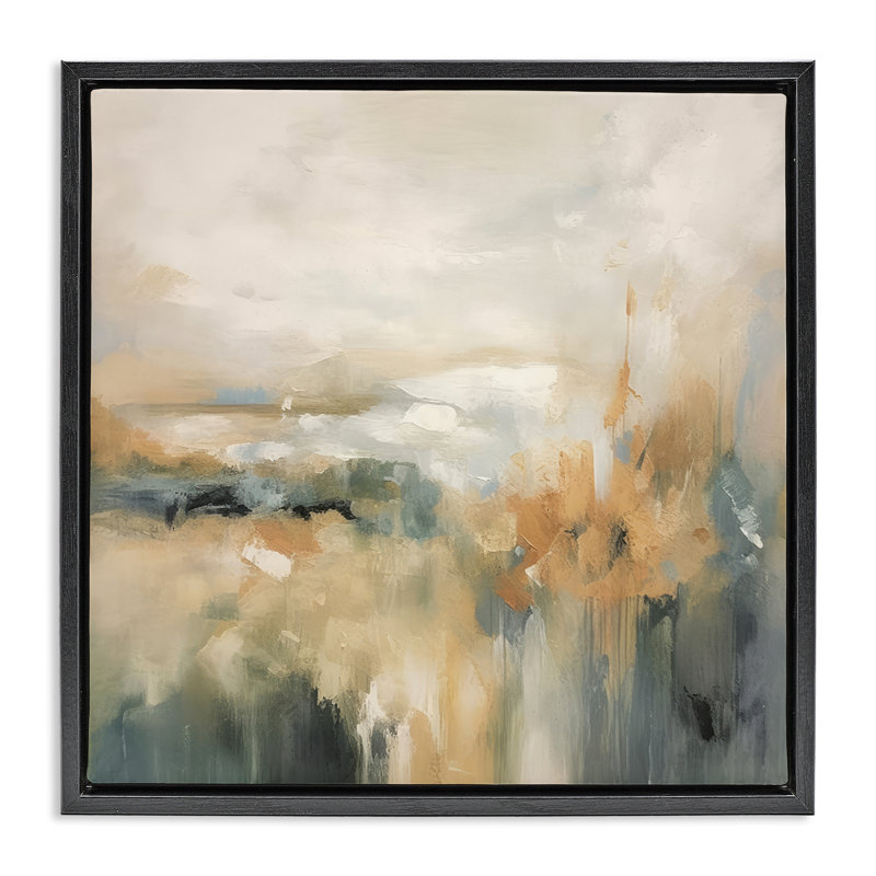 Cadre flottant abstrait à paysage pur, design par Irena Orlov, Cadre flottant noir de jais, H 18 po x l 18 po
