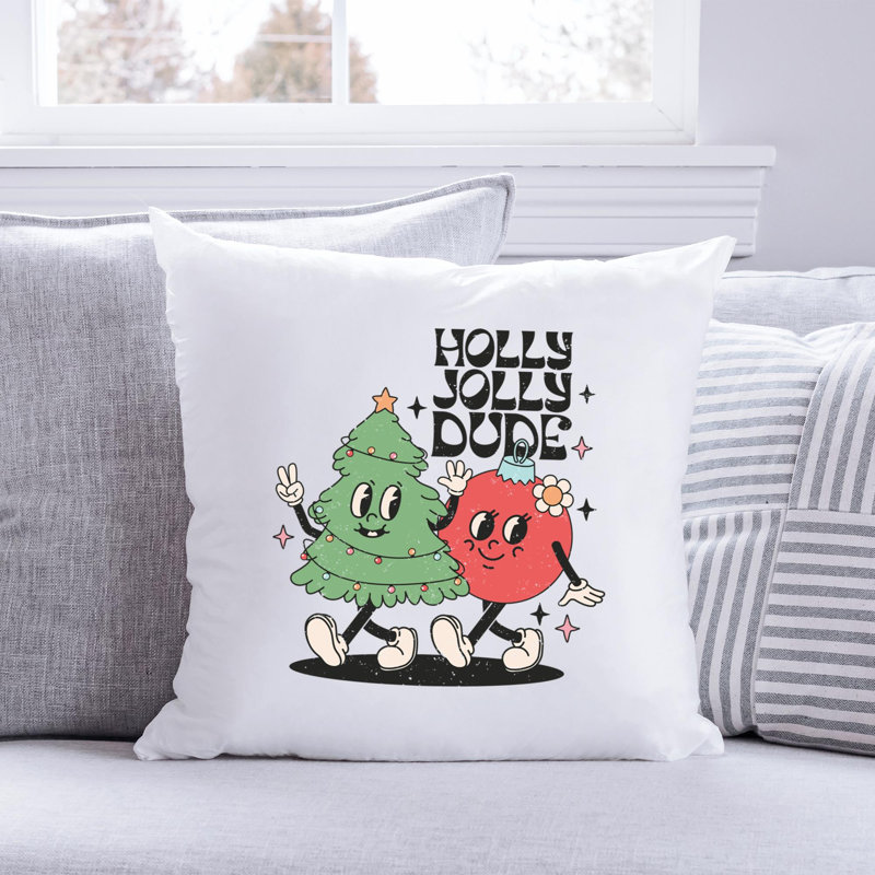 Christmas_Distressed_10 Reversible Throw Pillow, 14" x 14"