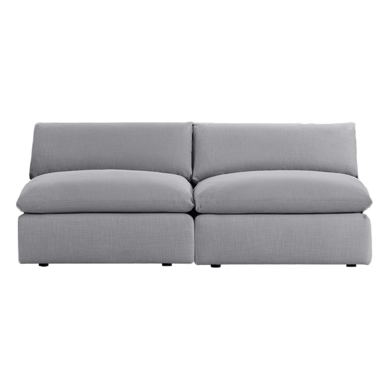Annabella 2-Piece 81" Upholstered Modular Armless Sofa, Effie Gray Performance Weave