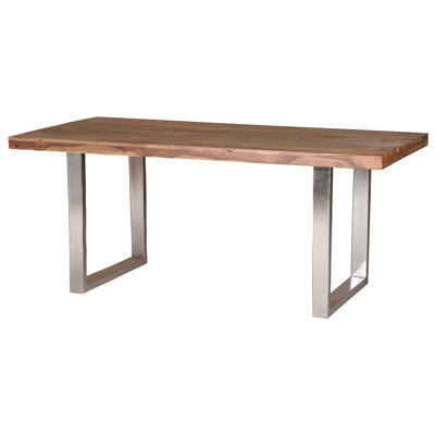 Busch Solid Wood Top Metal Base Dining Table