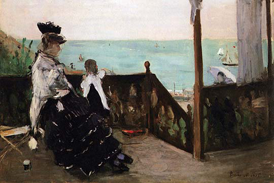 «In a Villa on the Beach» par Berthe Morisot, reproduction d'art, H 20 po x l 30 po x P 1,5 po