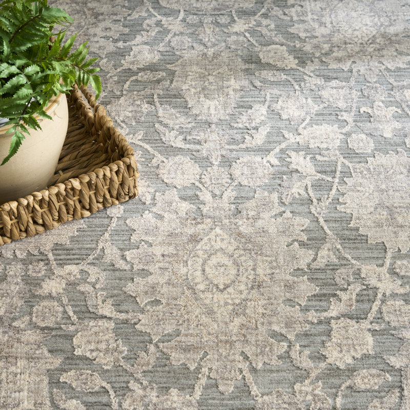 Shadows Power Loom Polyester Floral Area Rug , Rectangle 3'11" x 5'11"