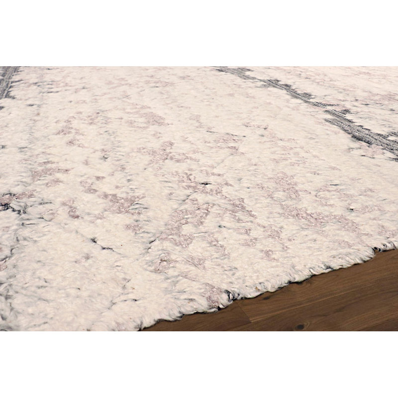 Beige Hand-Knotted Wool Geometric Area Rug
