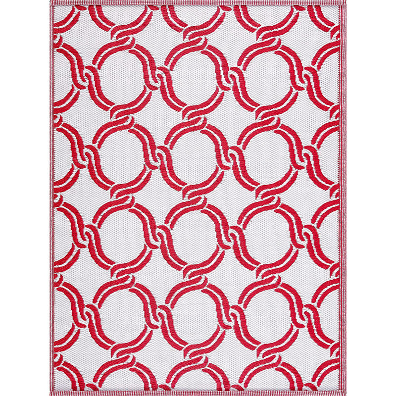 Tapis intérieur / extérieur rouge / blanc tissé à la machine Furley, Rectangle 4 pi x 6 pi