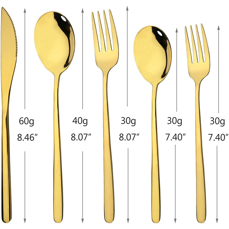 Ensemble de couverts 20 pièces Cherylle, service pour 4, Or