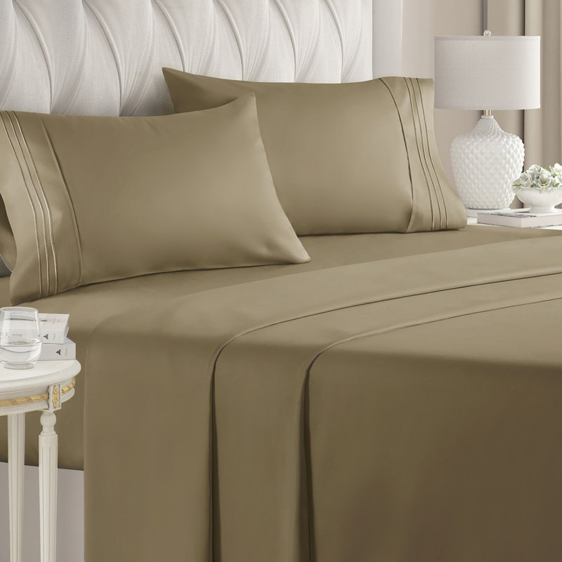 Premium Cooling, Soft & Wrinkle Free Sheet Set - Ultra Soft & Premium Hotel Luxury Bed Sheet Set, Khaki