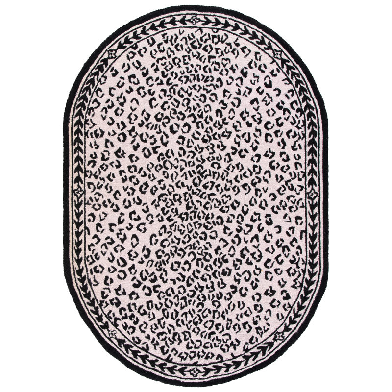 Chelsea Hand Hooked Wool Animal Print Rug, Oval 4'6" x 6'6"