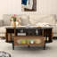 Table basse cannelée avec rangement, table basse ovale avec porte coulissante et tiroir-980806527