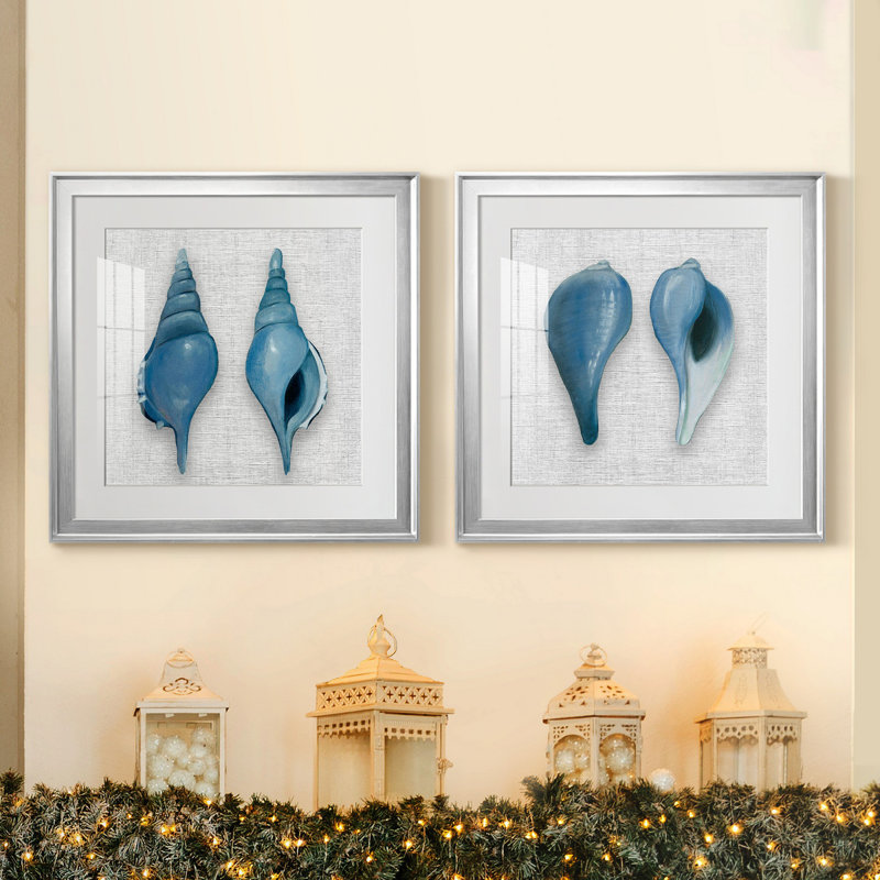 «By the Sea Front I», ensemble de 2 reproductions d'art encadrées, H 17,5 po x l 35 po x P 1,5 po, Papier avec cadre argenté