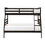 Lit simple superposé au-dessus d'un lit double, brun foncé classique, composition en bois, garde-corps sur le dessus, pas de sommier tapissier, convient au design de chambre à coucher brun, structure, rails supérieurs, bon usage-1012224141-1012224139