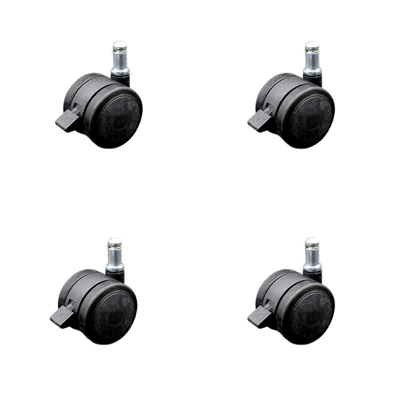 Ensemble de 4 roulettes de service de 2 pouces avec roulettes noires