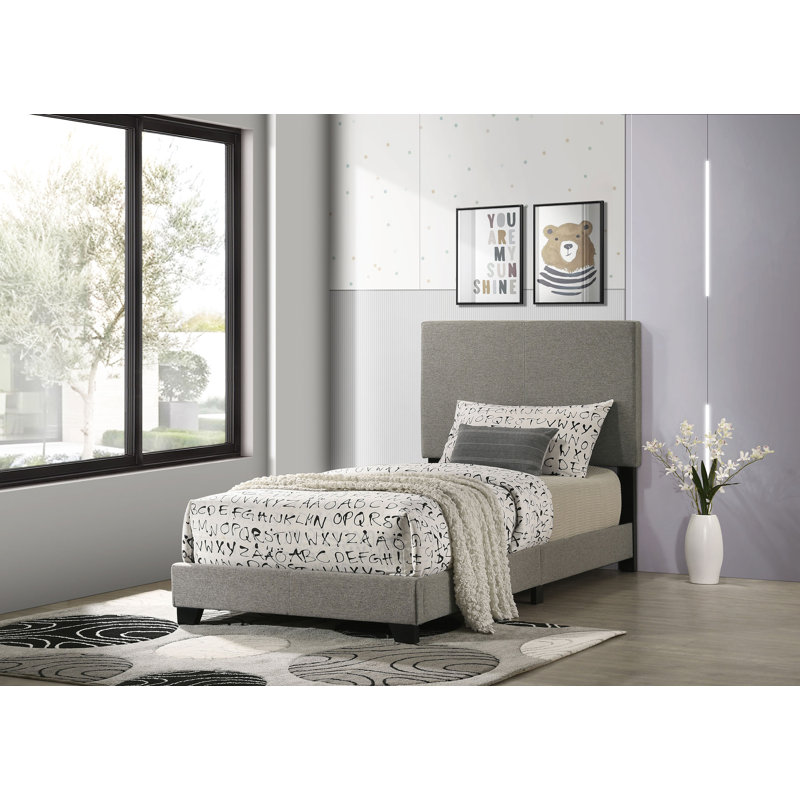 Buglosse Fabric Upholstered Twin Panel Bed Taupe, Taupe, Twin