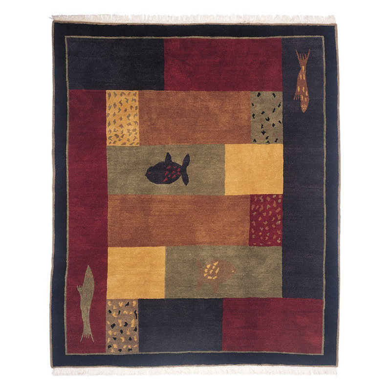 Lagoon Wool Geometric Area Rug in Purple/Red, Rectangle 11' x 17'