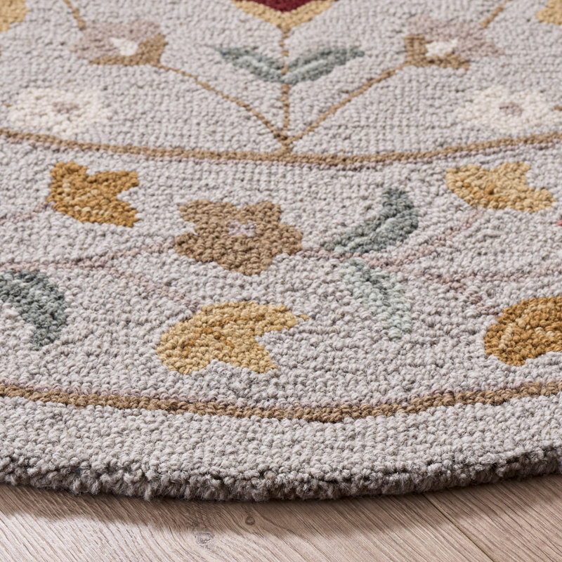 Chelsea Hand Tufted Wool; Cotton Floral Indoor Rug, 6'-0" x 6'-0" Round