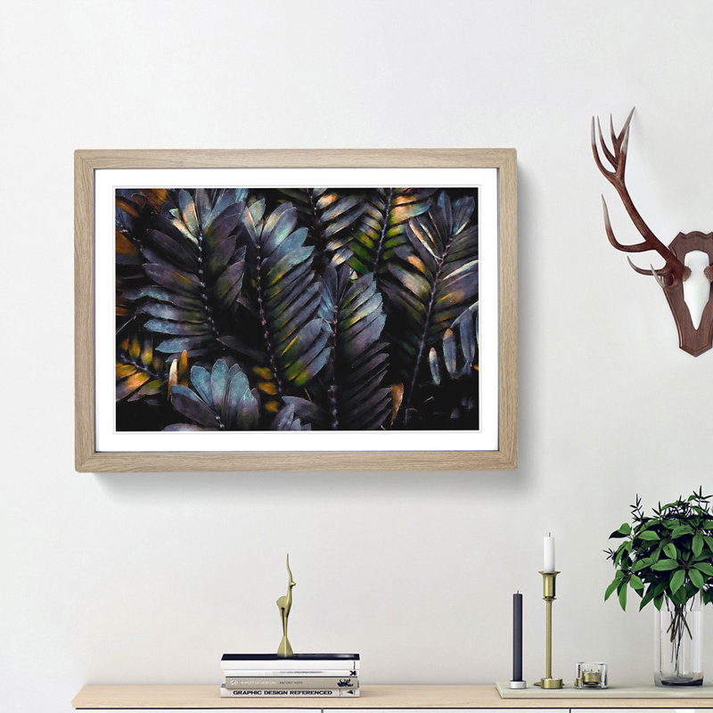 Plant Leaves - Framed Print, 24cm H x 33cm W x 2cm D, Oak Framed