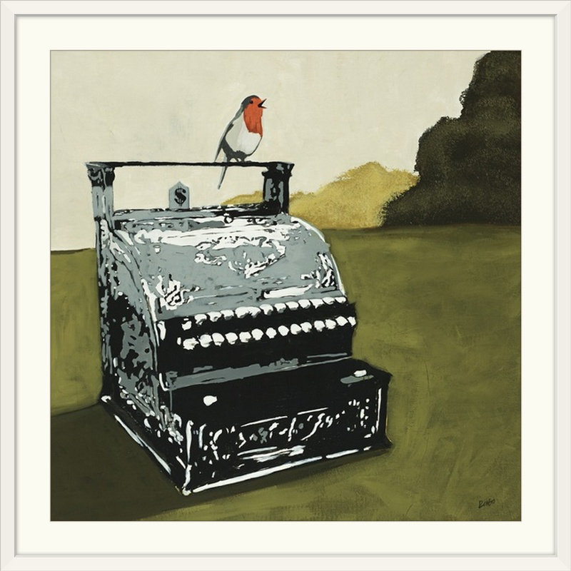 «Pantanella The Early Bird», Joshua Schicker, reproduction d'art, Cadre blanc, H 20" x l 20" x P 1"