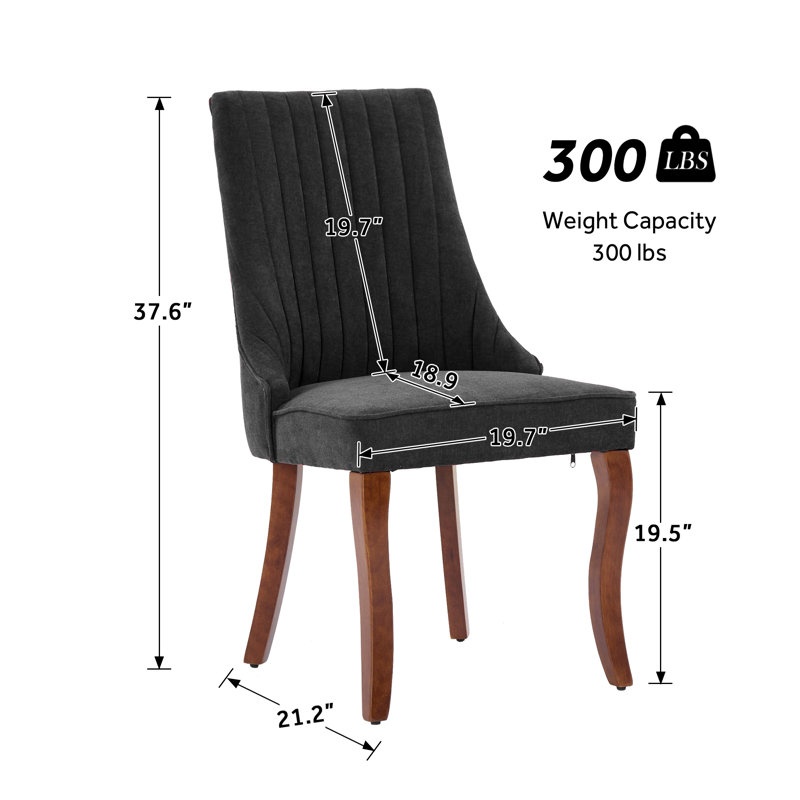 Chaise de salle à manger rembourrée à dossier, Noir