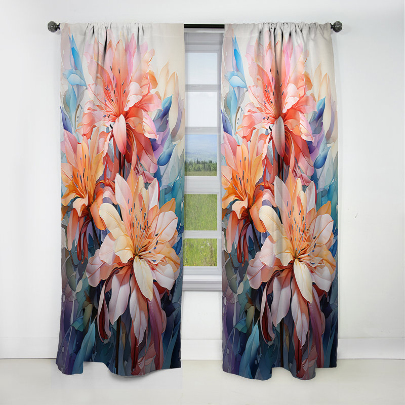 Joyful Tropical Hibiscus Bouquet - Hibiscus Curtain - Blackout Floral Curtain - 1 Panels, 52" W x 95" L