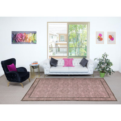 6.3x10.3 Ft Handmade Flower Design Area Rug. Modern Home Decor Pink Colour Rug