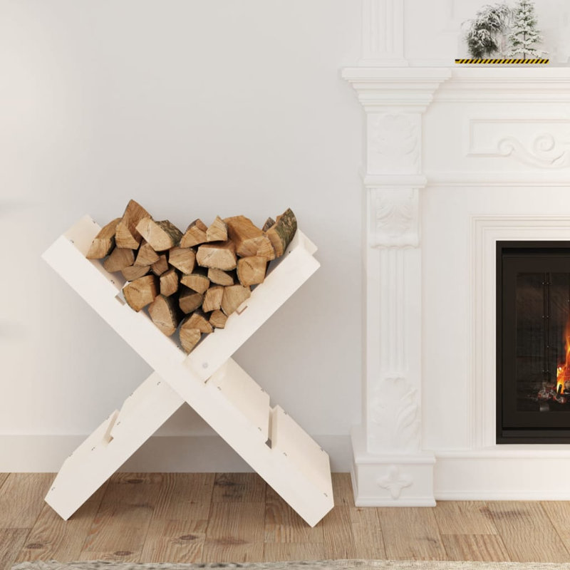 47cm W Solid Wood Log Rack, White