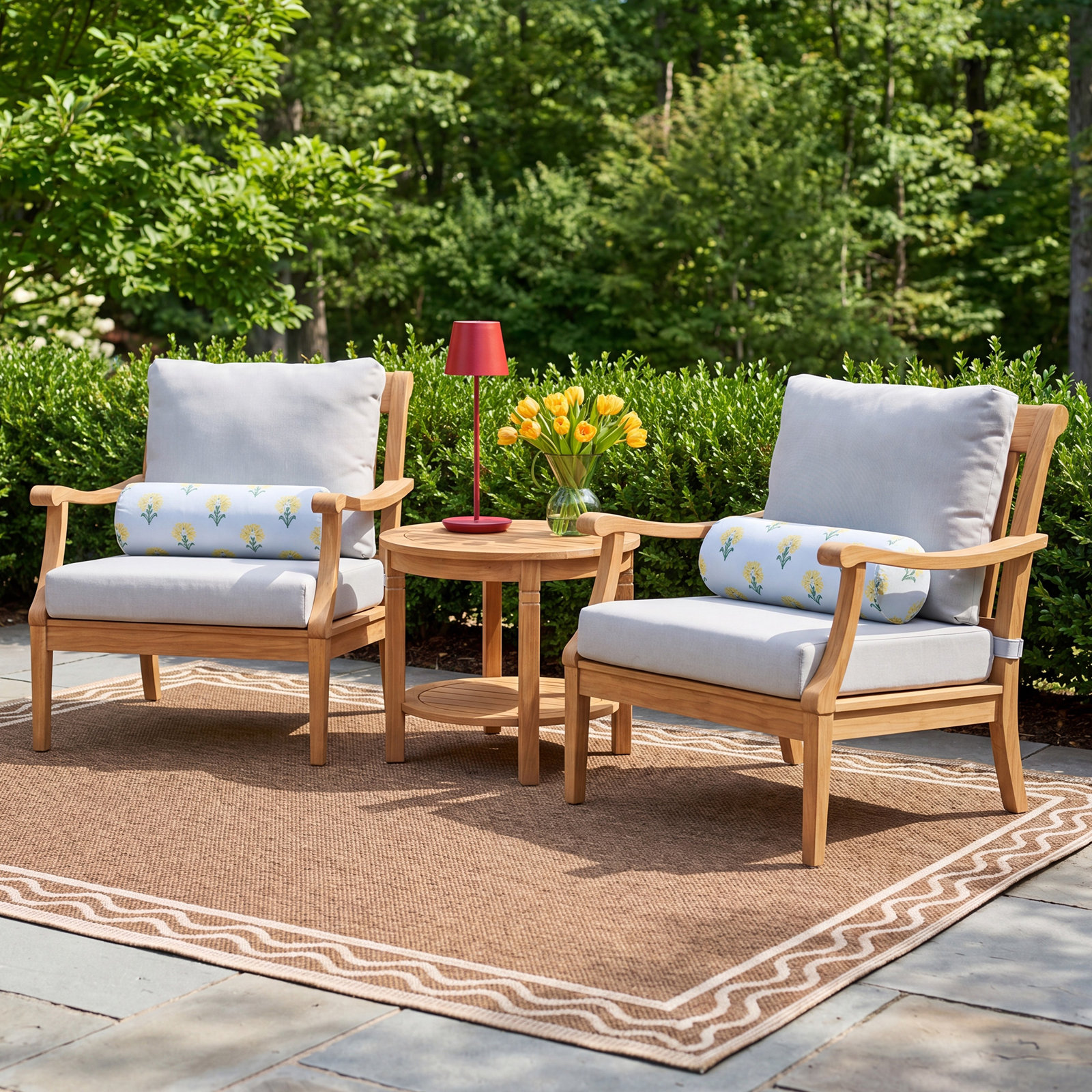 Arizona 2-Person Teak Patio Seating Group, 24", Natural