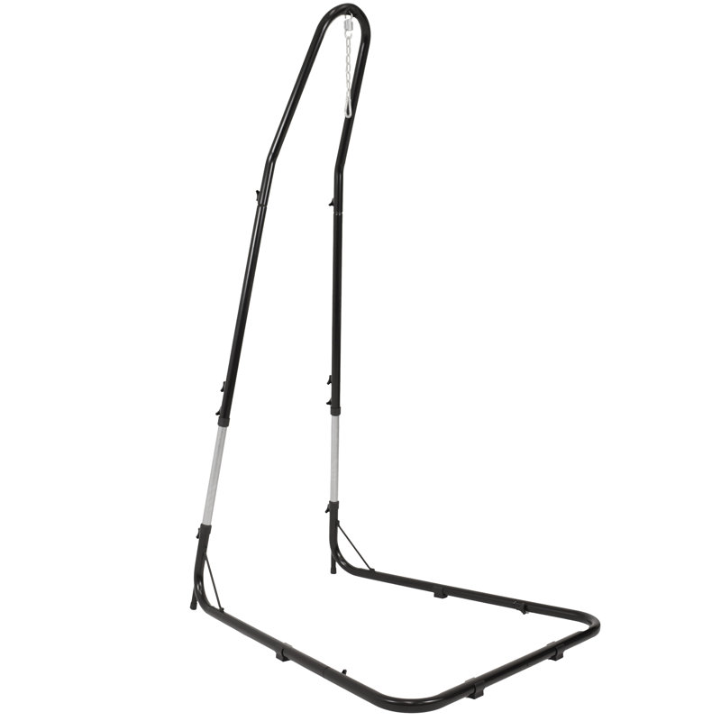 Adjustable Black Powder-Coated Steel Hammock Chair Stand