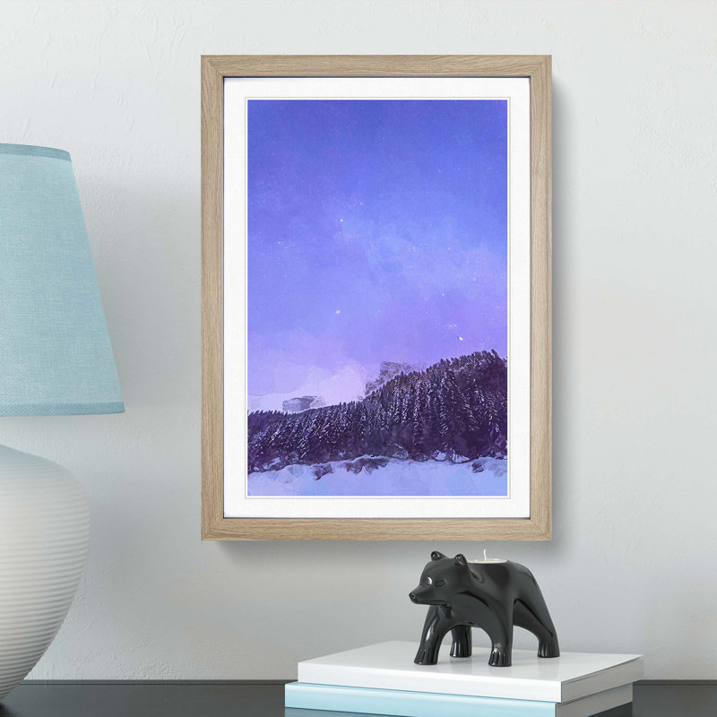 Forest Beneath the Stars in Abstract - Picture Frame Graphic Art Print, 36cm H x 27cm W x 2cm D, Oak Framed