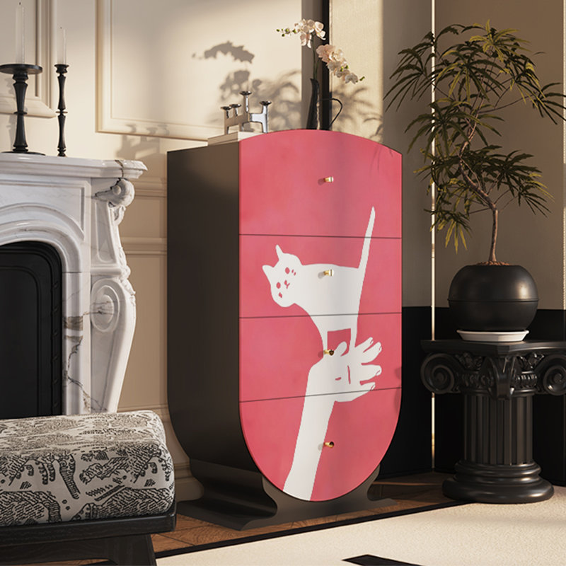 Commode d'appoint multifonctionnelle, Noir / Rose