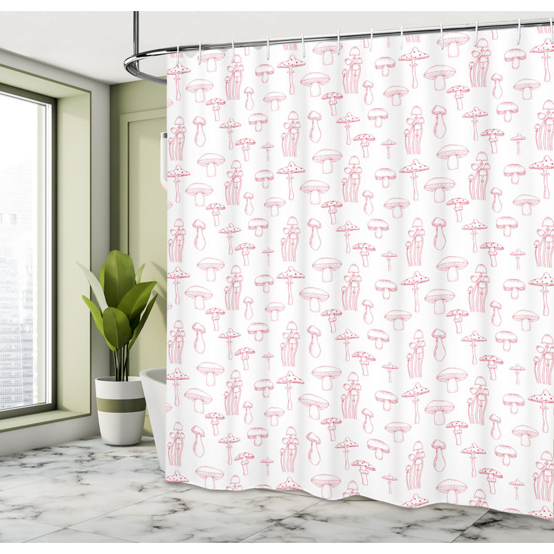 Ensemble de rideau de douche Mushroom + crochets, L 69 po x L 70 po, Rubis pâle