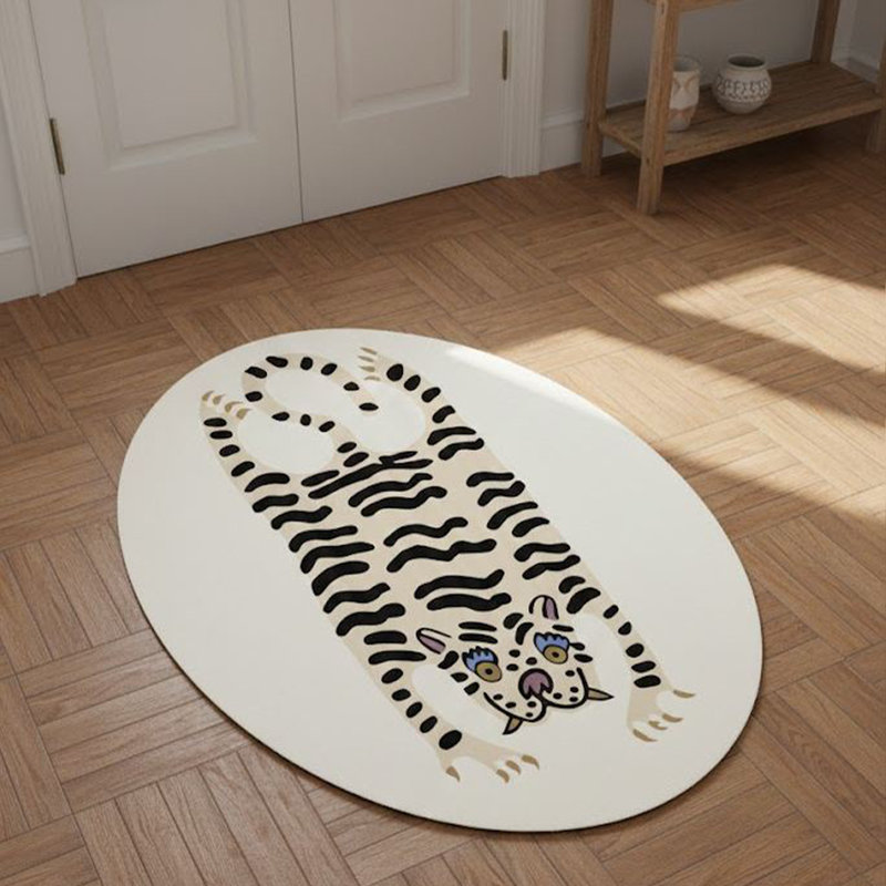 ⚪ Cream Tiger Tamer Oval Accent Rug