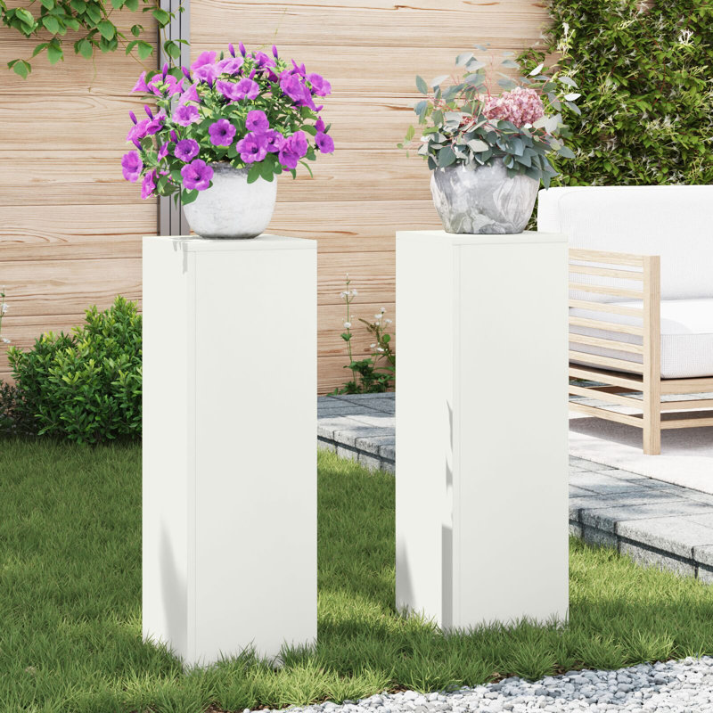 Support pour plante vidaXL 2 pièces blanc 9,45 x 9,45 x 29,53 po, H 29,5 po x L 9,4 po x P 9,4 po, Blanc