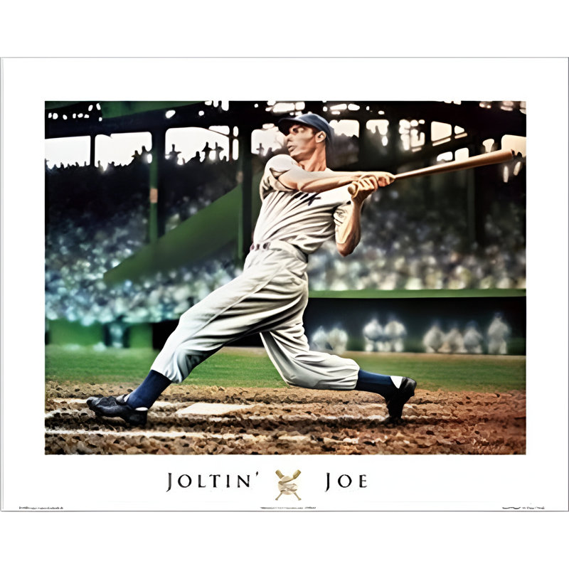 Joe Dimaggio par Darryl Vlasak - reproduction de photo sur papier, H 16 po x l 20 po x P 0,1 po, Papier non encadré, Blanc