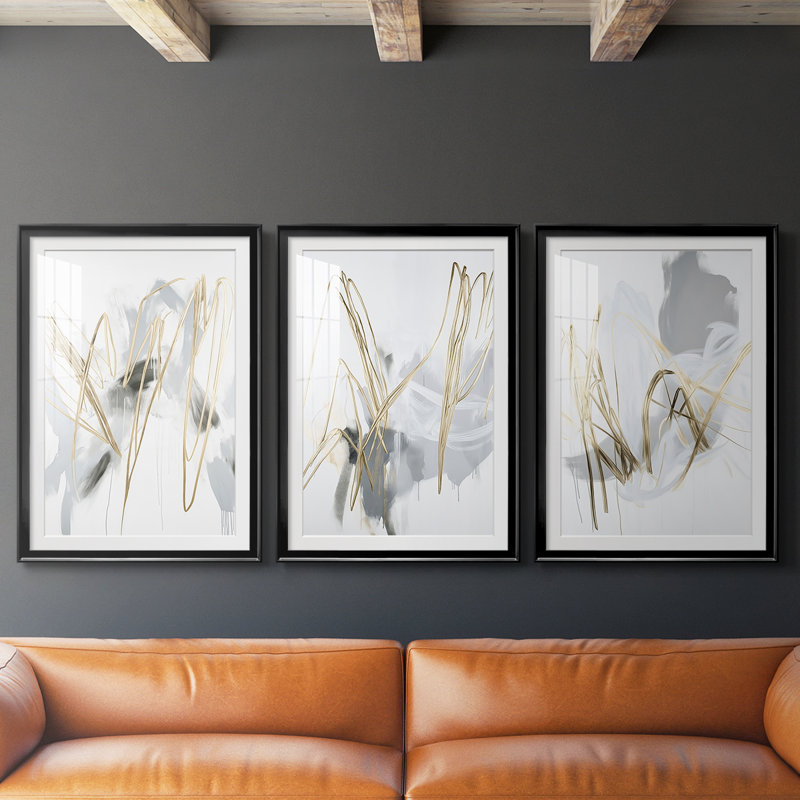 Série ABSTRACT DCCLxxIX - Impression sur mesure de qualité supérieure avec mat - 3 pièces, H 30 po x l 63 po, Noir